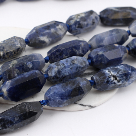 Sodalit baryłka oliwka fasetowana 30mm