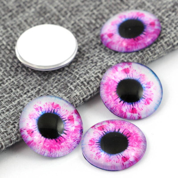 Kaboszon szklany z grafiką oko moneta fioletowa 20mm
