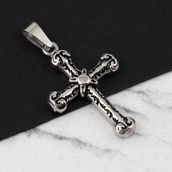 Zawieszka krzyż z krawatką stal szlachetna 26x17mm