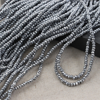 Hematyt srebrny oponka fasetowana 3x2mm [sznur 39cm]