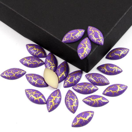 Kaboszon akrylowy wrzeciono marmurek fioletowy 18x9mm