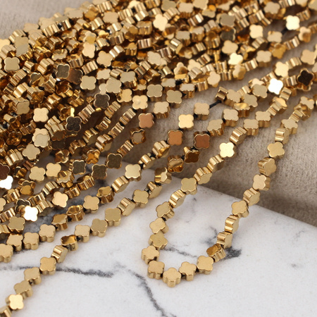 Hematyt złoty koniczyna 4mm [sznur 40cm]