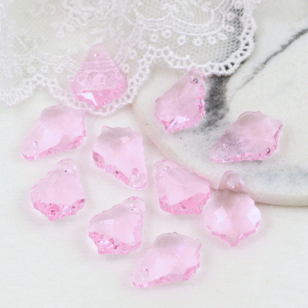 Kryształek szklany łezka barokowa fasetowana flamingo 16x11mm