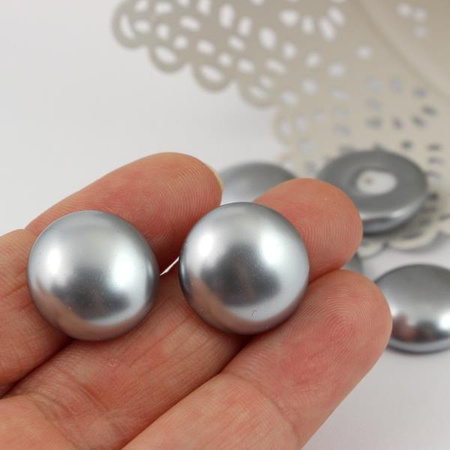 Glass Pearl Cabochon Light Grey 18mm