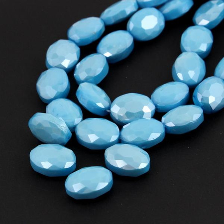 Kryształek szklany owal fasetowany niebieski 16x12mm [4szt]