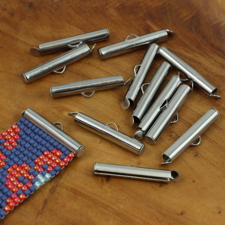 Końcówka do bransolet wsuwana SLIDE srebrna stal szlachetna 25mm