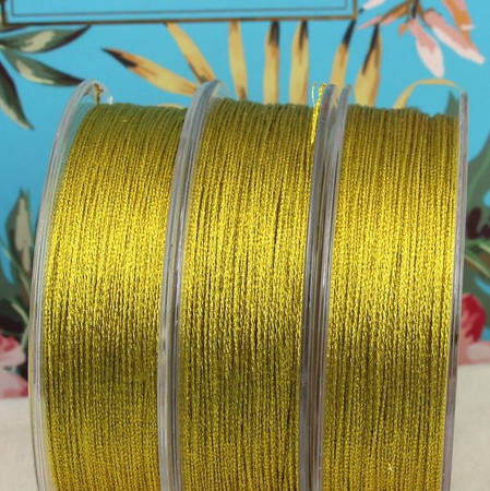Sznurek metalizowany nylonowy złoty 0,5mm [szpula 90m]
