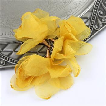 Szyfonowy kwiatek w tulejce miodowy 80mm