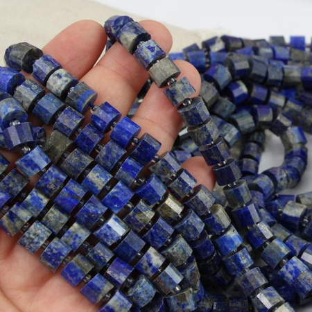 Lapis lazuli z pirytem wałek fasetowany 9x6mm