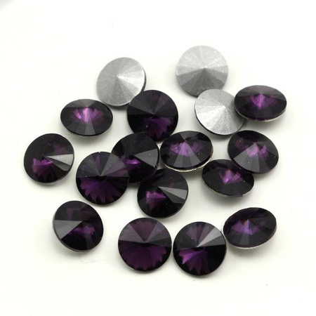 Kaboszon szklany moneta stożkowa faset purple velvet 10mm