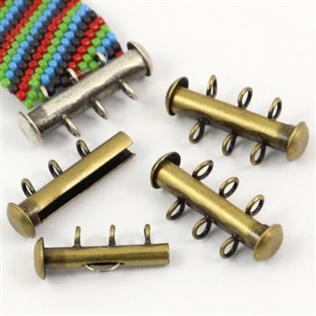 Zapięcie wsuwane mosiężne na 3 sznury [lupik w pionie]