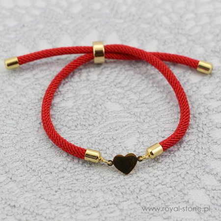 Zapięcie regulowane / przesuwane sznurkowe czerwone do bransoletki 11cm ZŁ