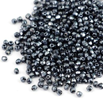 Fire Polish 2mm Jet Hematite [80szt]