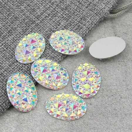 Kaboszon z żywicy druza owal crystal AB 18x13mm