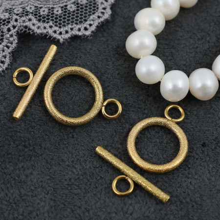 Zapięcie toggle diamentowe stal szlachetna pozłacana 14mm