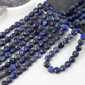 Lapis lazuli z pirytem moneta fasetowana 6mm