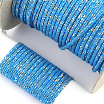 Sznurek sutasz POLSKI 3mm mocny niebieski + złoty [1metr]