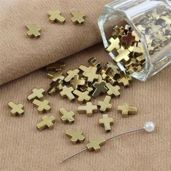 Hematyt krzyżyk złoty 8x6mm