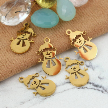 Zawieszka bałwanek stal szlachetna pozłacana 18x11mm