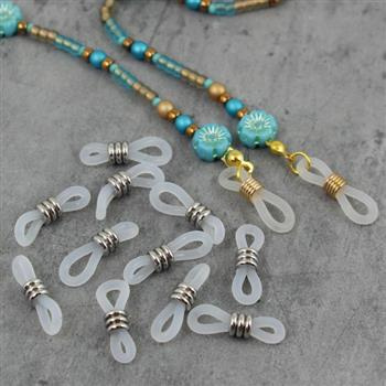 Końcówka do okularów biała silikon/srebrna stal szlachetna