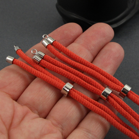 Zapięcie regulowane / przesuwane sznurkowe brudny pomarańcz do bransoletki 10cm SR