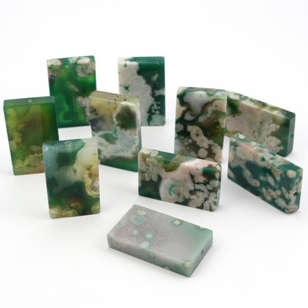 Agat oczkowy zielony tabliczka prostokąt 50x30mm