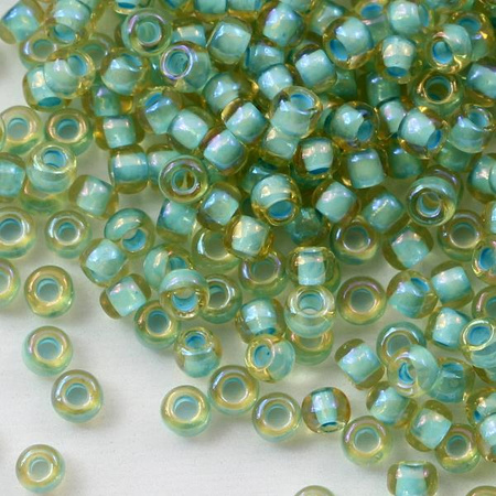 Toho Round 8/0 Inside-Color Rainbow LT Topaz/Sea Foam Lined [10g]