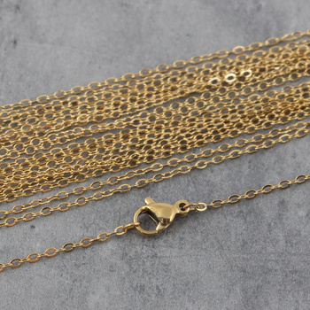 Łańcuszek gotowy z zapięciem stal szlachetna pozłacana [50cm]