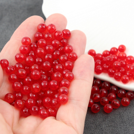 Agat brazylijski kula gładka czerwona 6mm