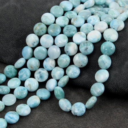 Larimar moneta gładka 10mm