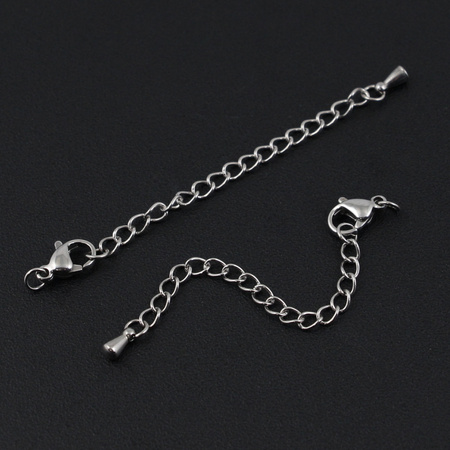 Zapięcie przedłużka z karabińczykiem stal szlachetna 5cm