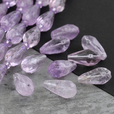 Ametyst kropla fasetowana 16x8mm
