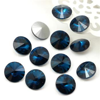 Kaboszon szklany moneta stożkowa fasetowana teal 12mm