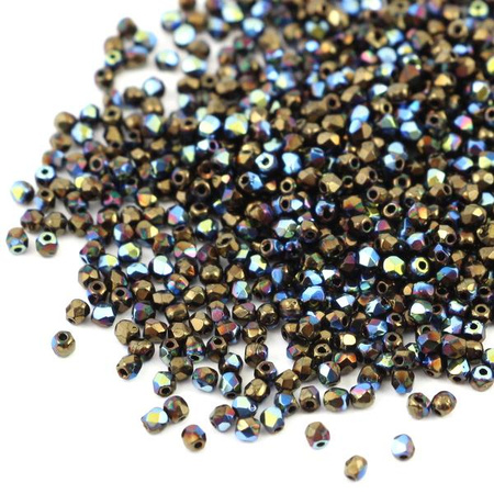 Fire Polish 2mm Jet Bronze AB [80szt]