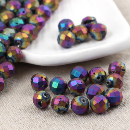 Kwarc tytanowany kula fasetowana tęczowa 8mm