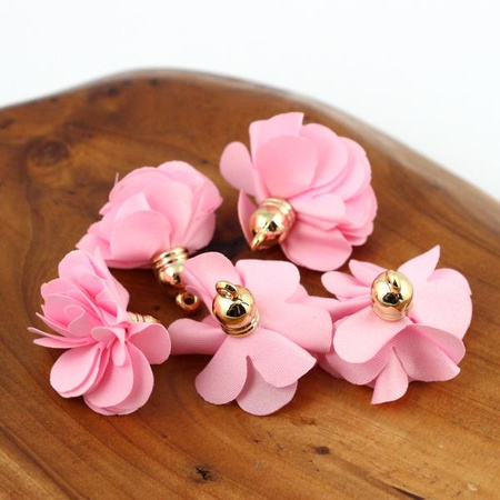 Ozdobny kwiatek w tulejce różowy 28mm