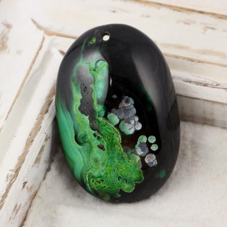 Agat zawieszka owal zielony 54x37mm