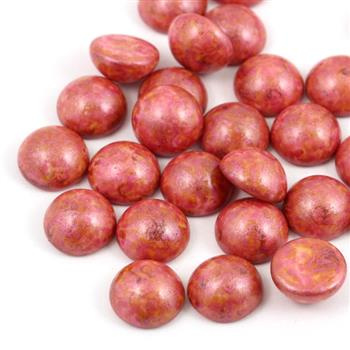 Kaboszon szklany Opaque Rose Spotted 12mm