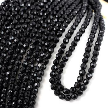 Onyks kula fasetowana 4mm [sznur 39cm]