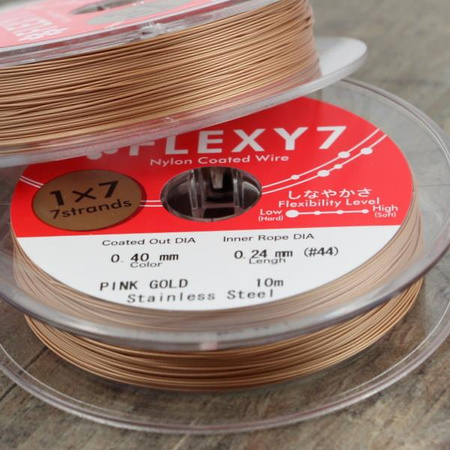 Japońska linka stalowa jubilerska FLEXY7 0,40mm Rose Gold [szpula 10m]