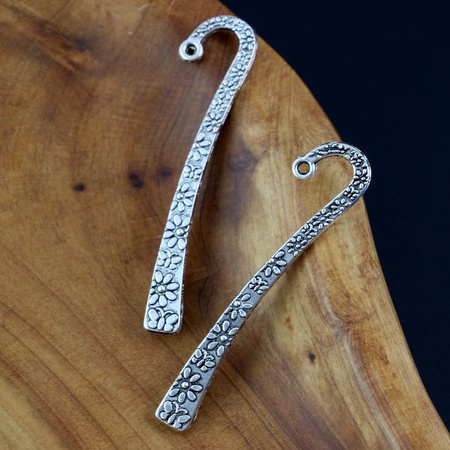 Baza zakładki do książki srebrna w kwiatki 6cm mini
