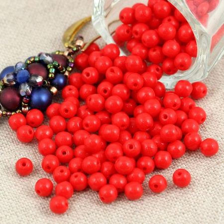 Round Beads Opaque Red 4mm [50szt]