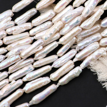 Perła słodkowodna biała pałeczka 30x8mm