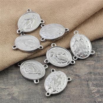 Łącznik medalik do różańca stal szlachetna 22x17mm