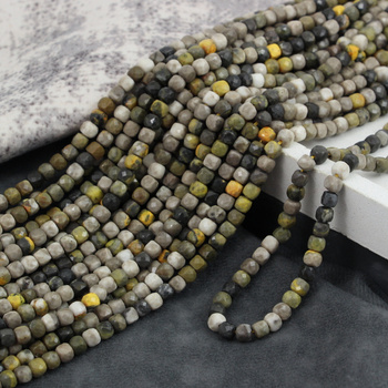 Jaspis trzmieli bumble bee kostka fasetowana 4mm [sznur 39cm]