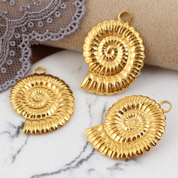 Zawieszka muszla stal szlachetna pozłacana 26x21mm