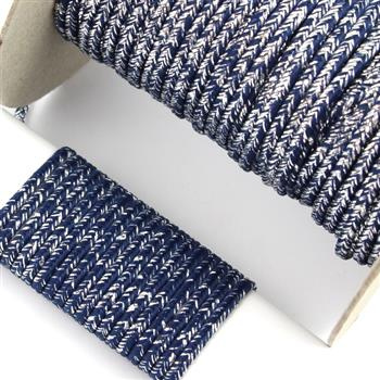 Sznurek sutasz POLSKI 3mm granatowy + srebrny [1metr]
