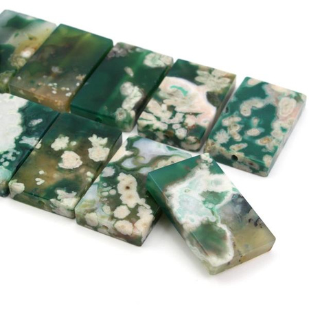 Agat oczkowy zielony tabliczka prostokąt 50x30mm
