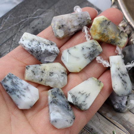 Opal dendrytowy zawieszka trapez 30x20mm