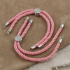Zapięcie regulowane / przesuwane sznurkowe do bransoletki różowe 12cm SR